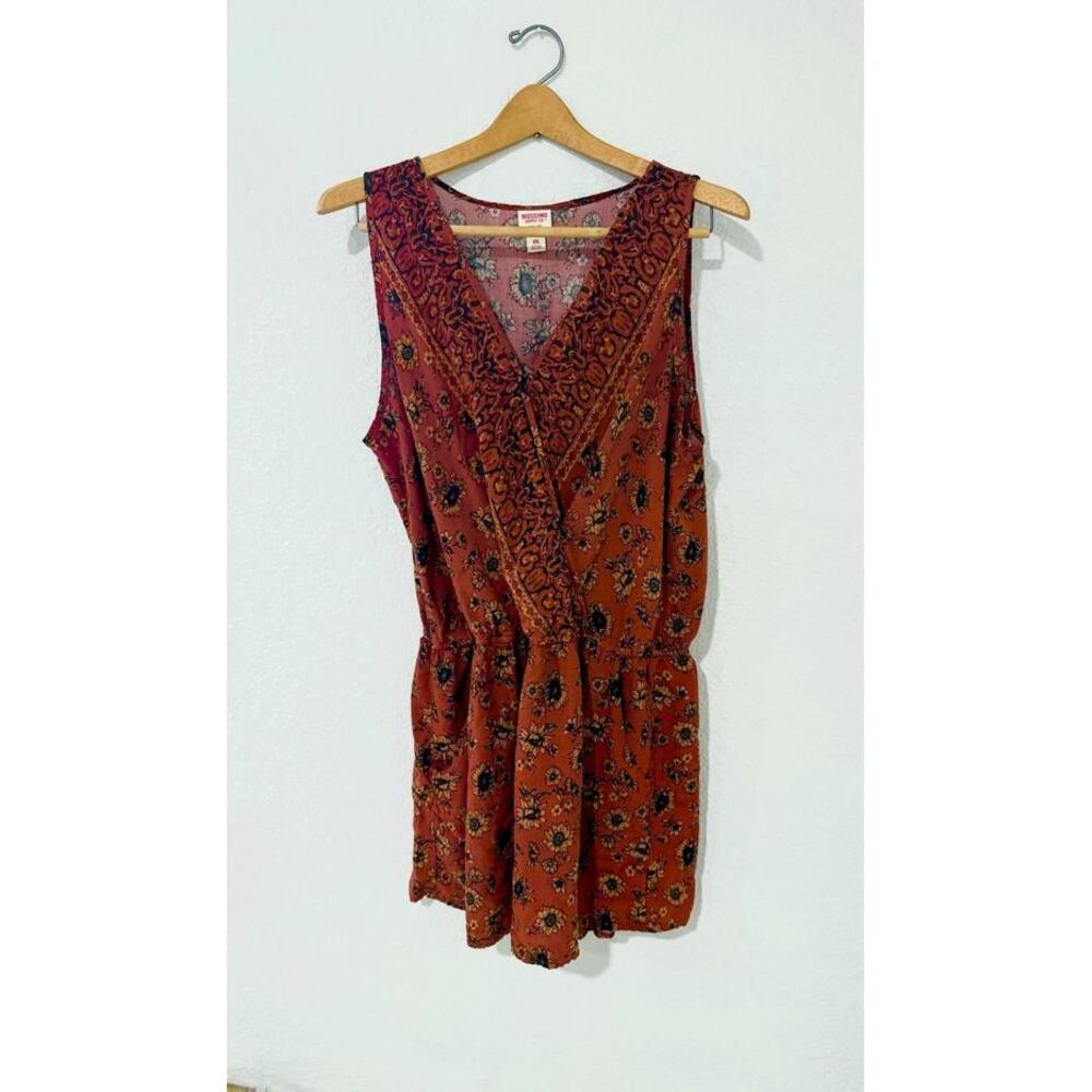 Missimo Supply & Co. Womens Romper Burnt Orange Floral Sleeveless Hook Size XXL